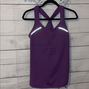 Athleta tankini top, padding, size medium, purple
